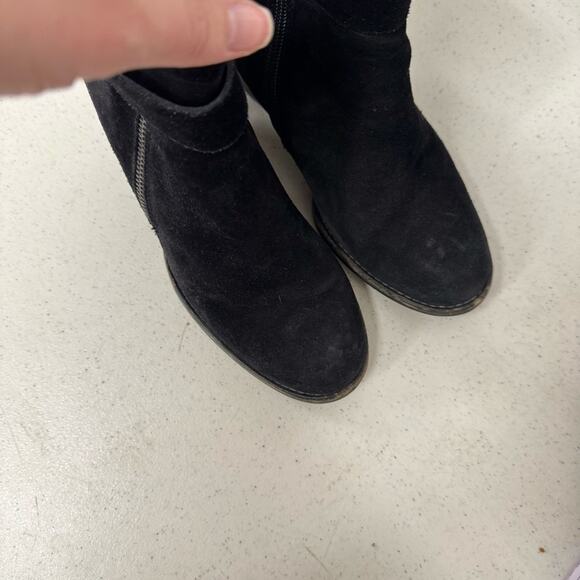 Paul Green Black Suede Stacked Heel Ankle Boots Womens 6.5 Leather Classic Fall - Picture 5 of 12